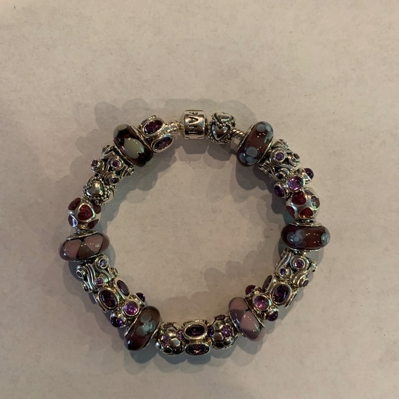Pandora 8 inch Silver Charm Bracelet with 23 charms - Picture 1 of 3